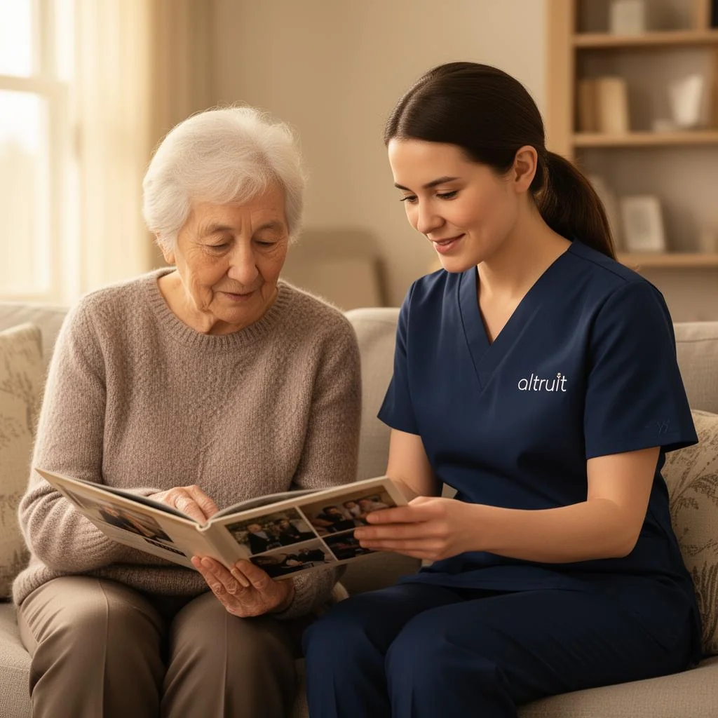 Altruit caregiver providing dementia care at home