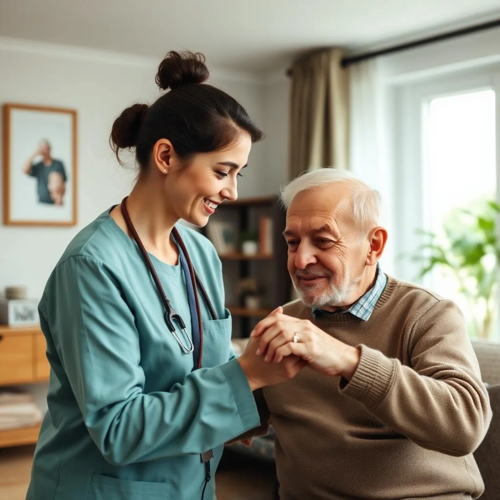 Altruit caregiver providing parkinson's care at home