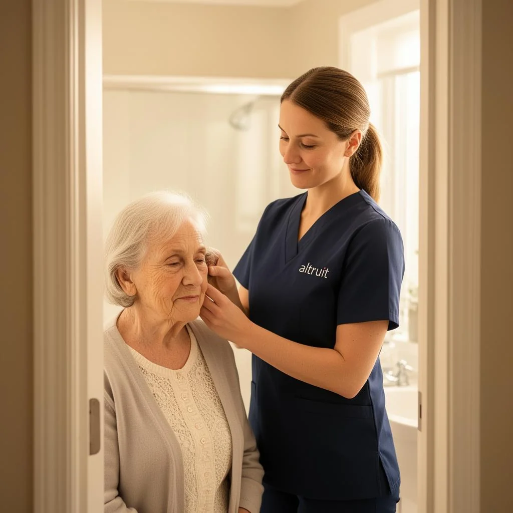 Altruit caregiver providing personal care at home